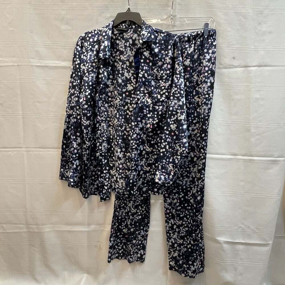Vintage Retired Victoria's Secret Satin Notch Collar Pajama Set Size M Polka Dot
